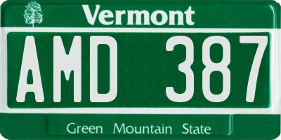 VT license plate AMD387