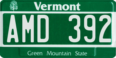 VT license plate AMD392