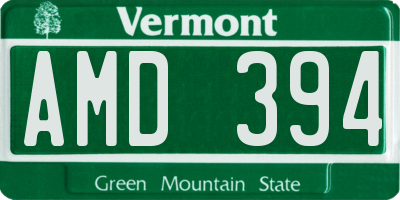 VT license plate AMD394