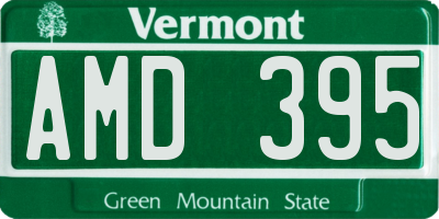 VT license plate AMD395