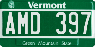 VT license plate AMD397