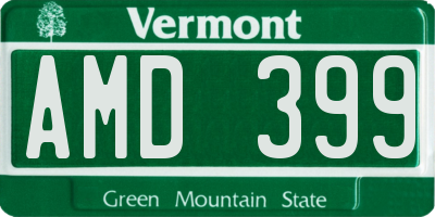 VT license plate AMD399