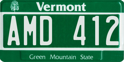 VT license plate AMD412