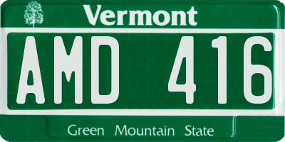 VT license plate AMD416