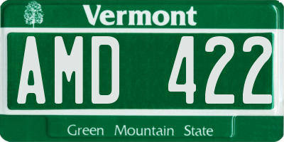 VT license plate AMD422