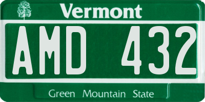 VT license plate AMD432