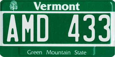 VT license plate AMD433