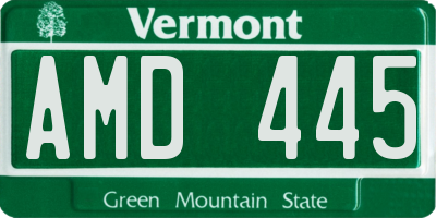 VT license plate AMD445