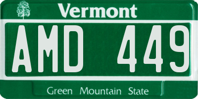 VT license plate AMD449