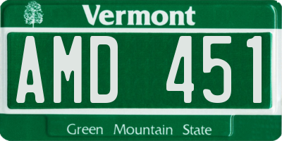 VT license plate AMD451