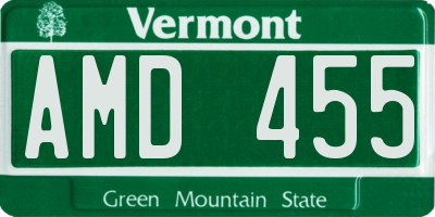 VT license plate AMD455