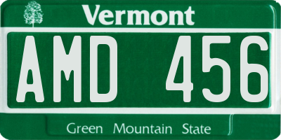 VT license plate AMD456