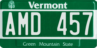 VT license plate AMD457