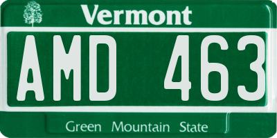 VT license plate AMD463