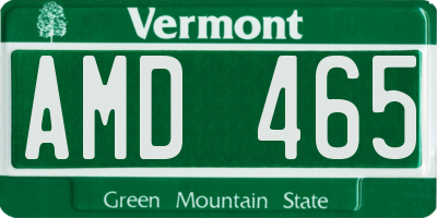 VT license plate AMD465