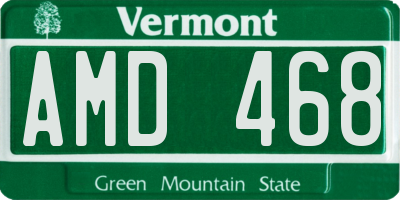 VT license plate AMD468
