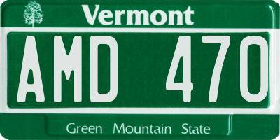 VT license plate AMD470
