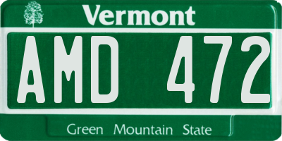 VT license plate AMD472