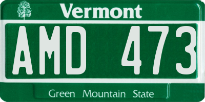 VT license plate AMD473