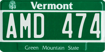 VT license plate AMD474