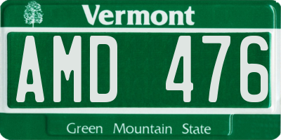 VT license plate AMD476