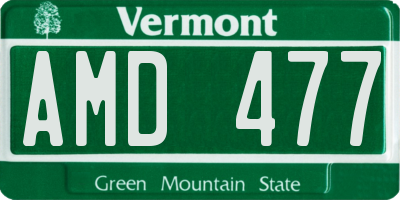 VT license plate AMD477