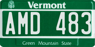 VT license plate AMD483