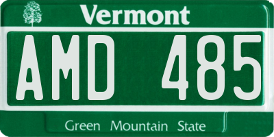 VT license plate AMD485