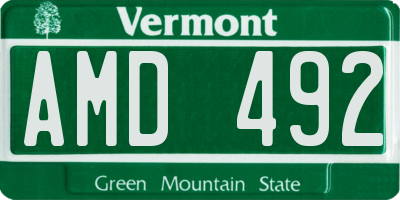 VT license plate AMD492
