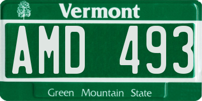 VT license plate AMD493