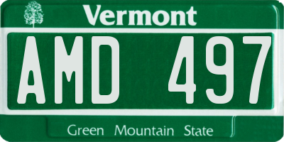 VT license plate AMD497