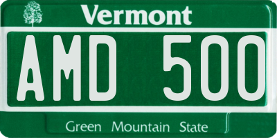 VT license plate AMD500