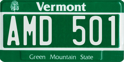 VT license plate AMD501