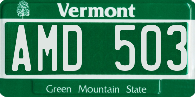 VT license plate AMD503