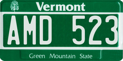 VT license plate AMD523