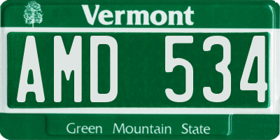 VT license plate AMD534