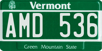 VT license plate AMD536