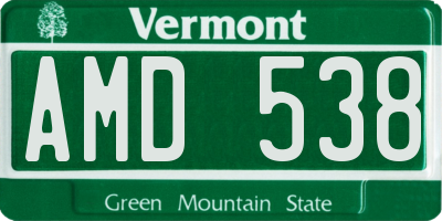 VT license plate AMD538