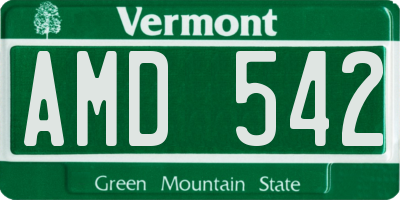 VT license plate AMD542
