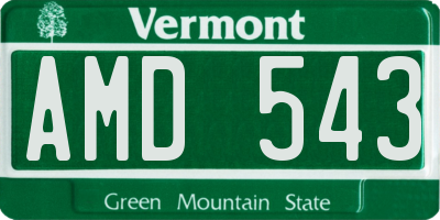 VT license plate AMD543