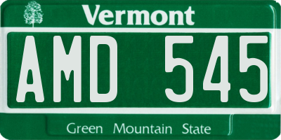 VT license plate AMD545