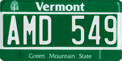 VT license plate AMD549