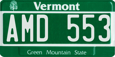 VT license plate AMD553