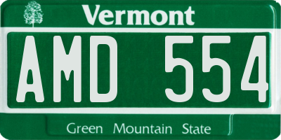 VT license plate AMD554