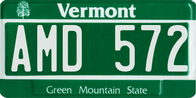 VT license plate AMD572