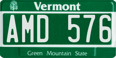 VT license plate AMD576