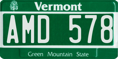 VT license plate AMD578