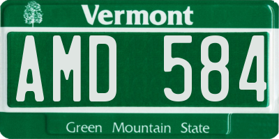 VT license plate AMD584