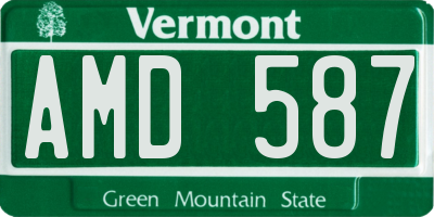 VT license plate AMD587