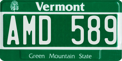 VT license plate AMD589